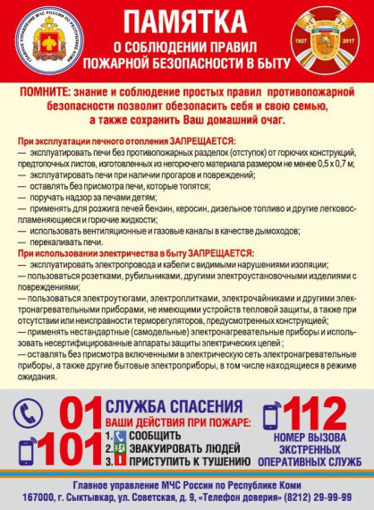 Памятка о соблюдении правил пожарной безопасности в быту. Памятка о соблюдении правил пожарной безопасности в быту.